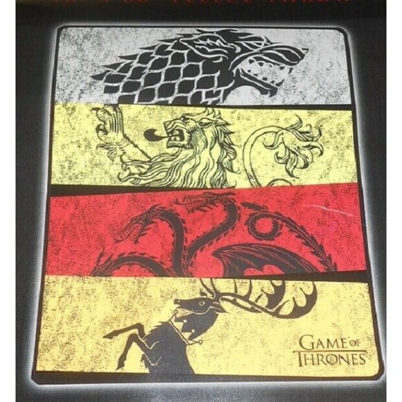 Rare New Game of Thrones House Rows Plush Fleece Gift Throw Blanket Book Series - Picture 3 of 4